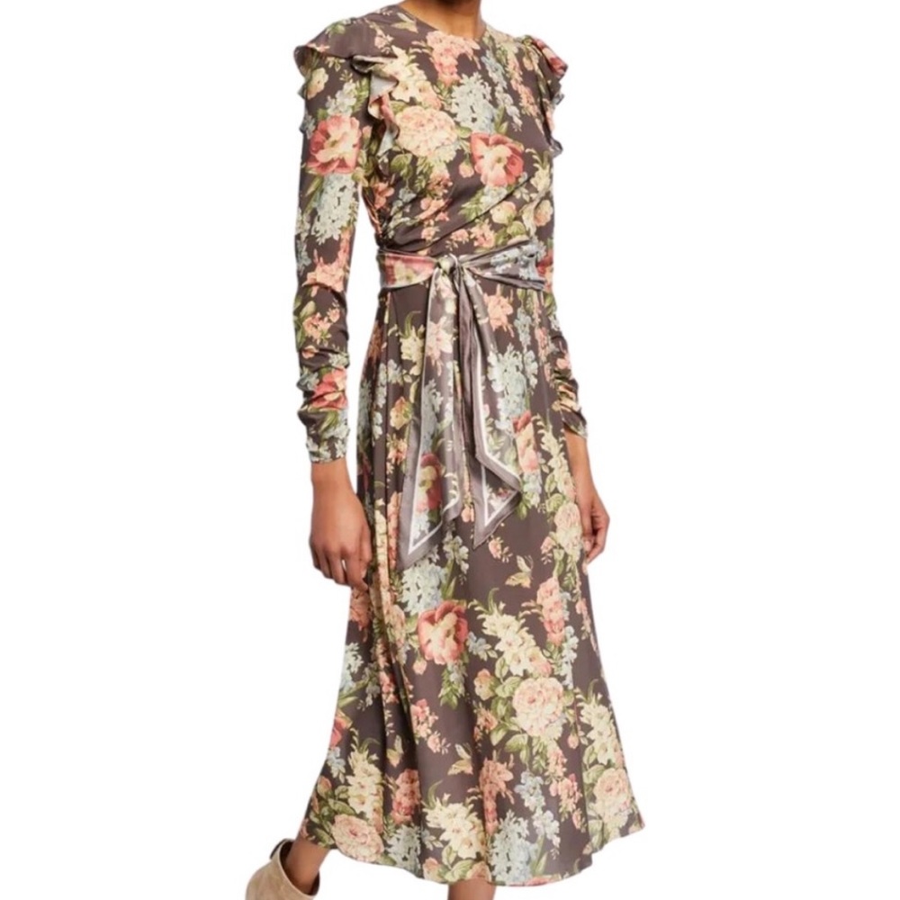 Zimmermann Floral Midi Dress - Brown and Pink